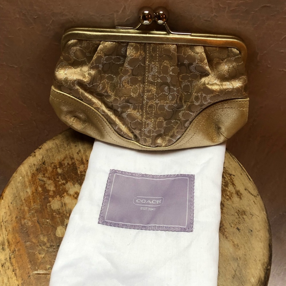 Coach metallic gold evening purse